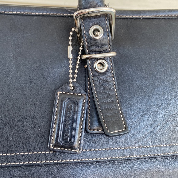 Vintage Coach Purse 5131 Hampton Black Leather Carry All Tote Bag - Picture 3 of 12